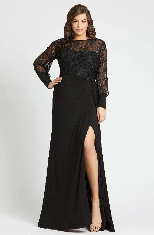 Deal Mania Mac Duggal Fabulouss - 67143F Laced Bodice Long Sleeves A-line Dress