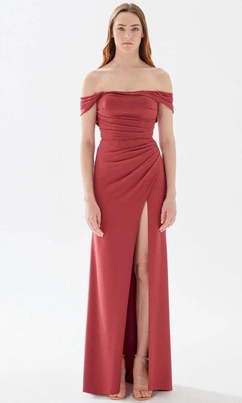 Shop and Save Tarik Ediz 52121 - Draped Off Shoulder Prom Dress