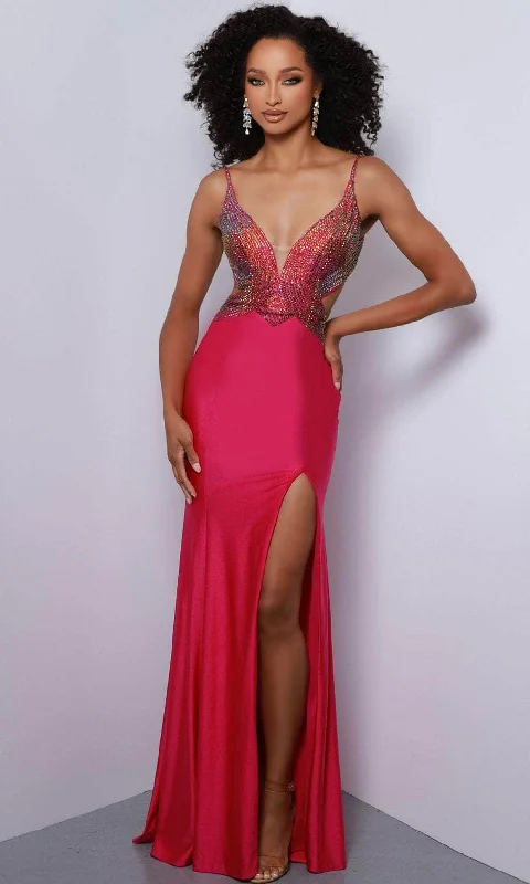 Year-End Clearance Johnathan Kayne 2869 - V-Neck Ombre Beaded Evening Dress