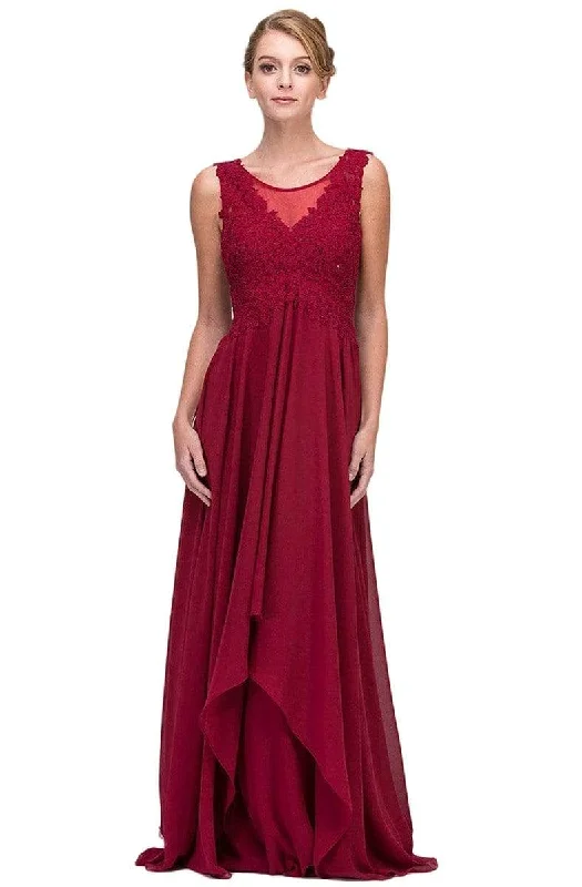 Sneak Peek Sale Eureka Fashion - 4711 Applique V-neck Chiffon A-line Dress