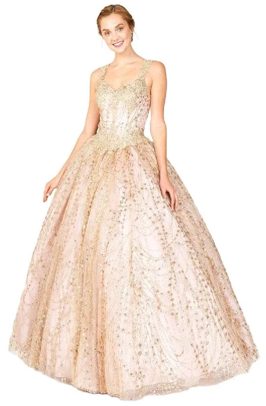 Instant Discount Eureka Fashion - Embellished V-neck Glitter Ballgown