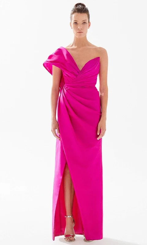 Savings Galore Tarik Ediz 98277 - One Shoulder Pleated Sweetheart Dress