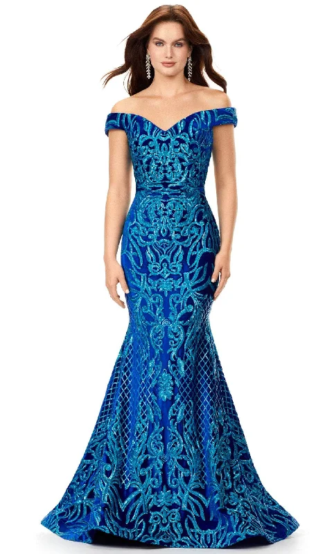 Massive Deals Ashley Lauren 11330 - Velvet Off Shoulder Evening Gown