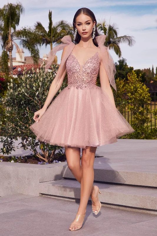 Big Discounts Ladivine CD0174 - Adorned Deep V Neck A-line Dress