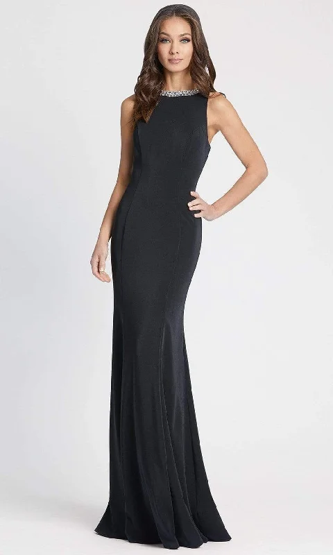 Online Exclusive Ieena Duggal - 49093 Beaded Neck Modest Prom Sheath Dress