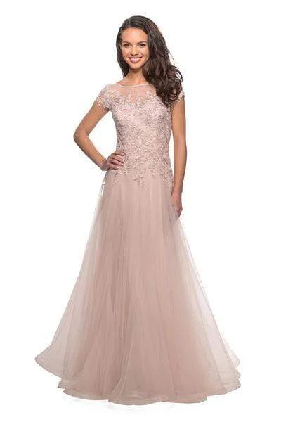 Price Cut La Femme - 26893 Embroidered Lace Bateau A-line Dress