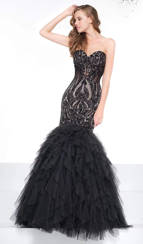 Act Fast Colors Dress - 2067 Sequined Illusion Corset Tiered Gown