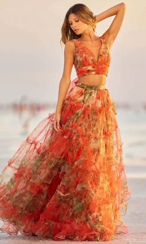 Last Chance Sherri Hill 56151 - Two-Piece Floral Gown