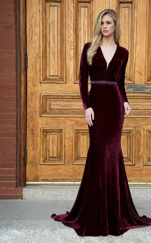 Super Sale Colors Dress Plunging V-Neck Long Sleeve Velvet Gown