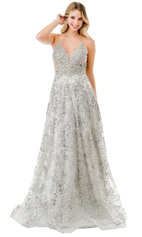 Daily Deals Aspeed Design L2844W - Glittered Plunging V-Back Evening Dress