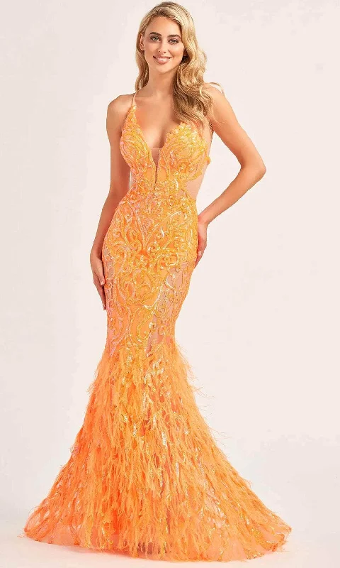 Final Clearance Ellie Wilde EW35006 - Feather Sequin Evening Dress