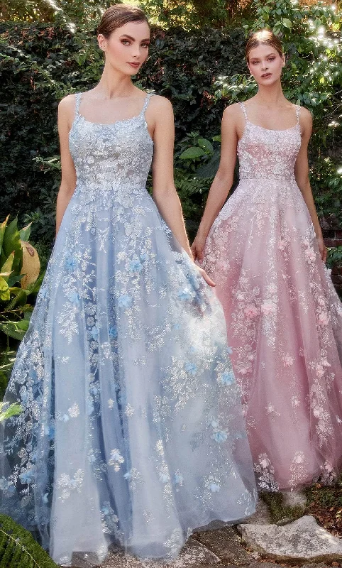 Big Savings Andrea and Leo A1124 - Floral Appliqued A-Line Evening Gown