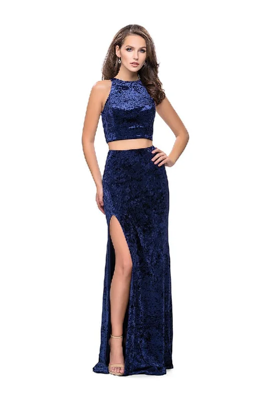 Deal Zone La Femme - 25431 Two Piece Halter Fitted Dress