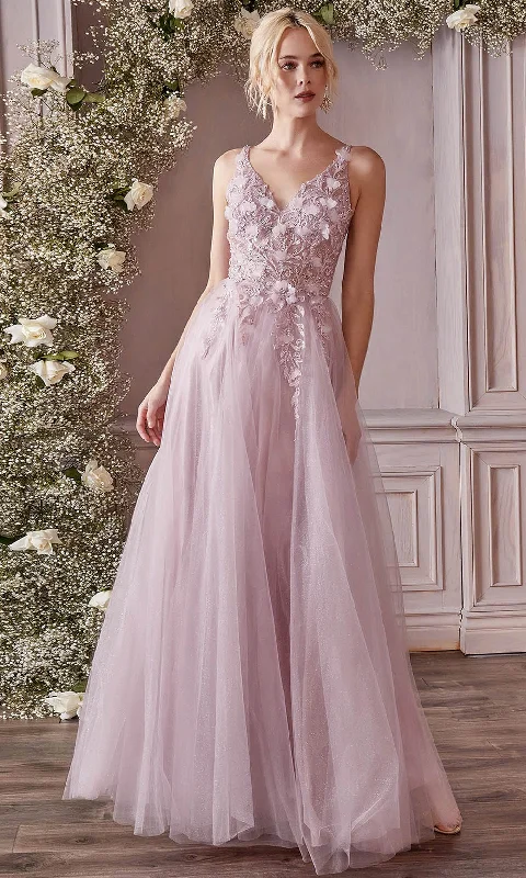 Price Reduction Cinderella Divine CD0181 - Floral Applique Prom Dress