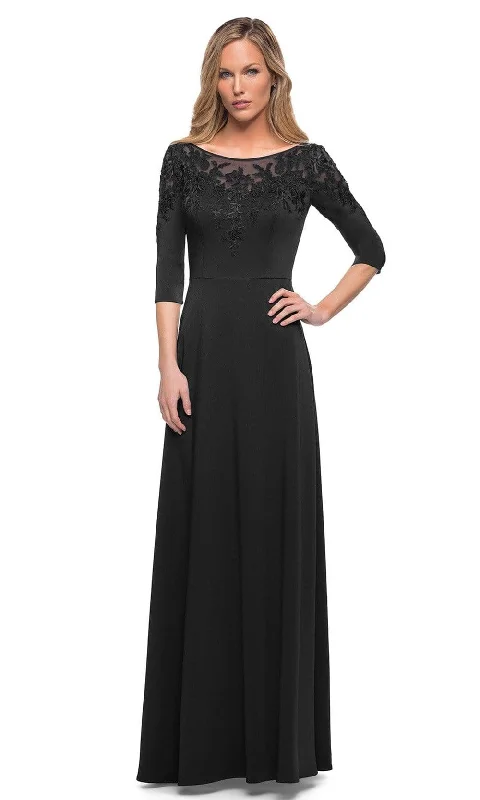 Limited Availability La Femme - 29227 Illusion Bateau A-line Evening Dress