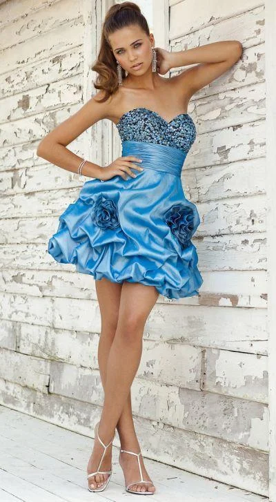 Limited Availability Blush by Alexia Designs - Beaded Rosette Taffeta Dress 9290