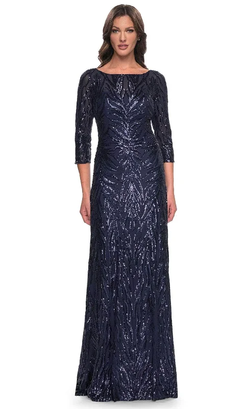 Online Only La Femme 30807 - Fitted Bateau Formal Dress