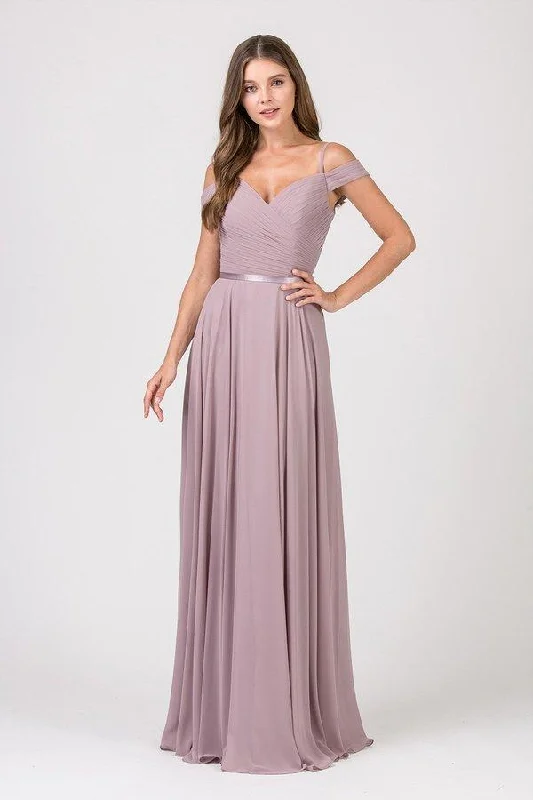 Deal Explosion Eureka Fashion - 7611 Long Ruche-Textured Bodice A-Line Gown