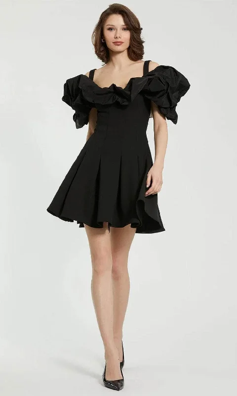 Mega Sale Mac Duggal 21025 - Ruffled Neckline Godet Hem Cocktail Dress
