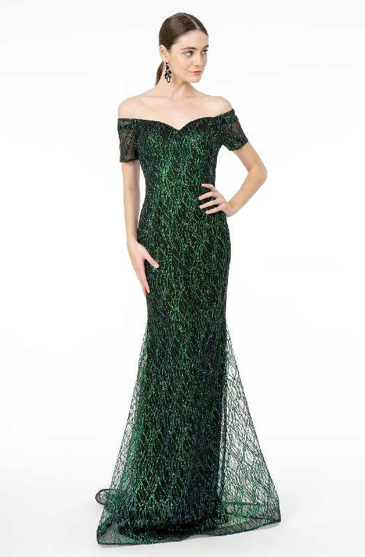 Blowout Sale Elizabeth K - GL1846 Short Sleeve Glimmer Long Mermaid Gown