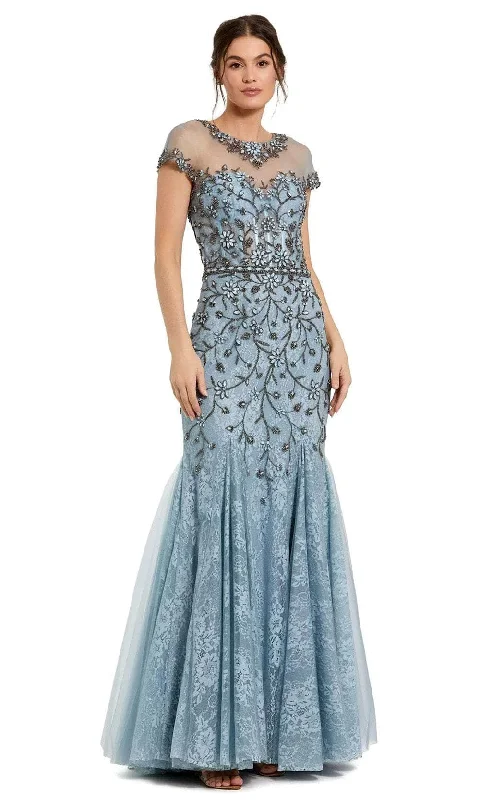 Final Clearance Mac Duggal 2239 - Beaded Appliqued Mermaid Evening Gown