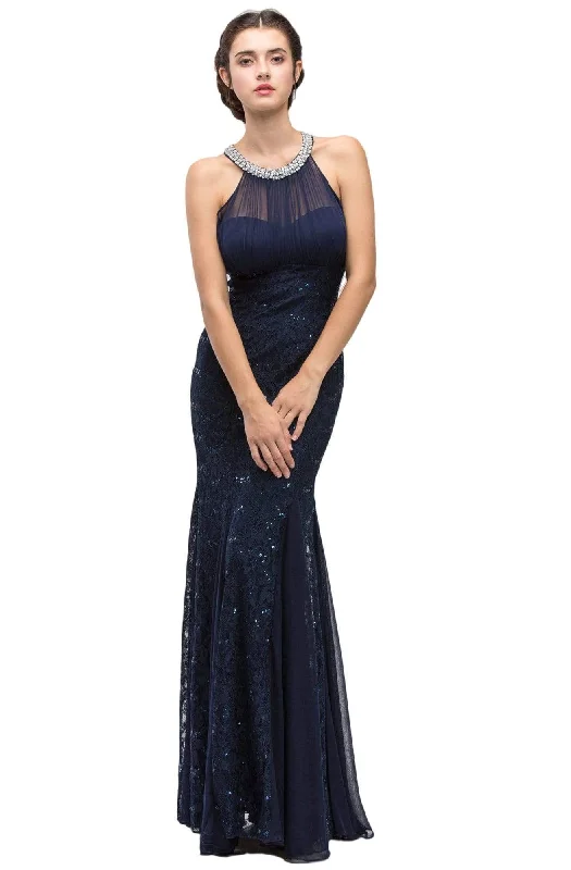 Deal Alert Eureka Fashion - 5030 Halter Neck Lace Trumpet Dress