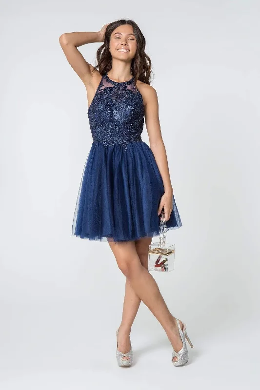 Value Deals Elizabeth K - GS2809 Embroidered Illusion Jewel Cocktail Dress