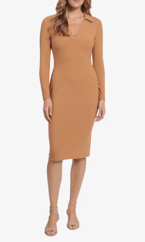 Special Discount London Times T6052M - Collared V-Neck Fitted Formal Dress
