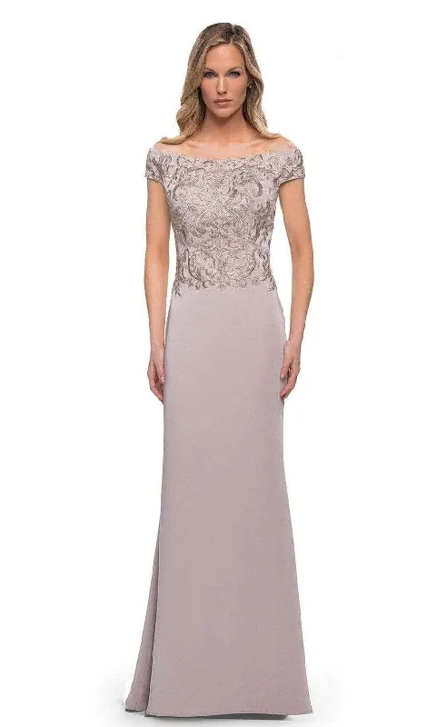Special Price La Femme - 29331 Off Shoulder Formal Sheath Dress