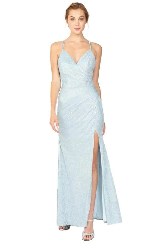 Amazing Deals Eureka Fashion - Glitter Jersey V-neck Sheath Dress