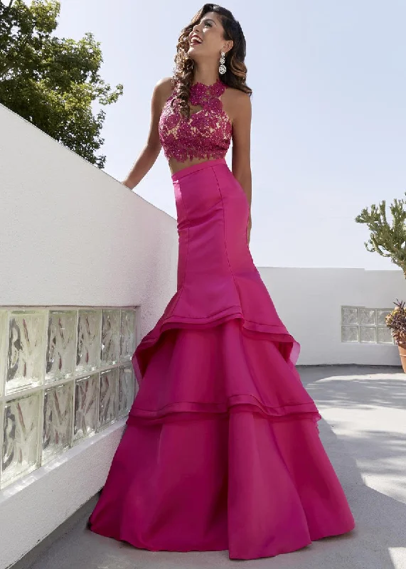 Price Drop Jasz Couture - 6293 Two Piece Floral Ruffled Mermaid Gown
