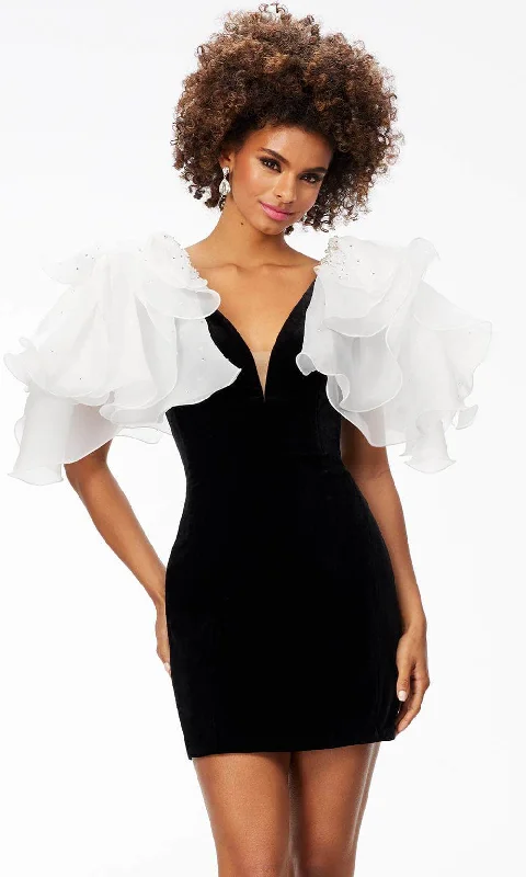 While Supplies Last Ashley Lauren 4529 - Ruffled Sleeves Cocktail Dress