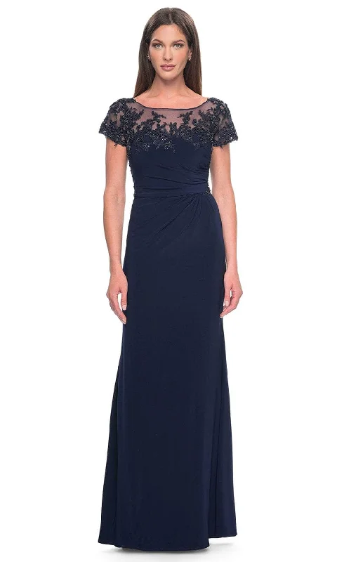 Deal Explosion La Femme 31805 - Short Sleeve Ruched Detailed Evening Dress