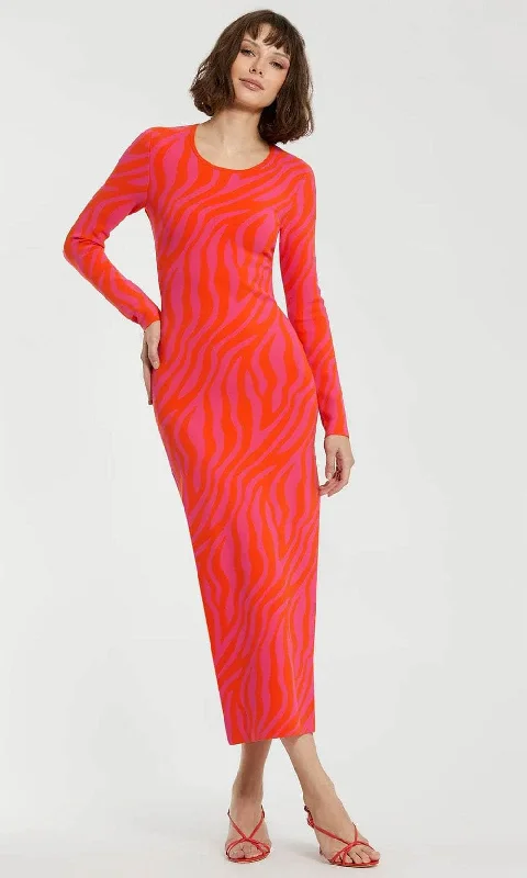 Super Bargain Mac Duggal K12008 - Printed Long Sleeve Long Dress