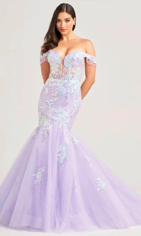 Stock Clearance Ellie Wilde EW35219 - Off-Shoulder Sequin Embellished Prom Gown