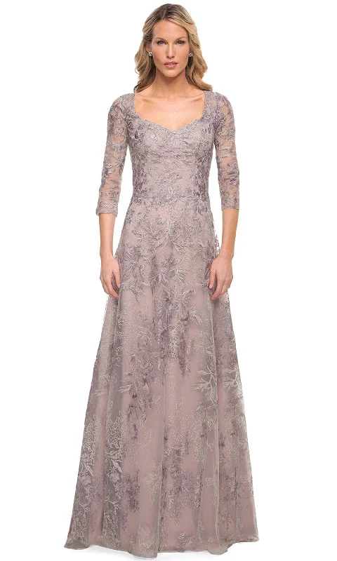 Special Savings La Femme 30078 - Embroidered Sheer Mother of the Groom Sheath Dress