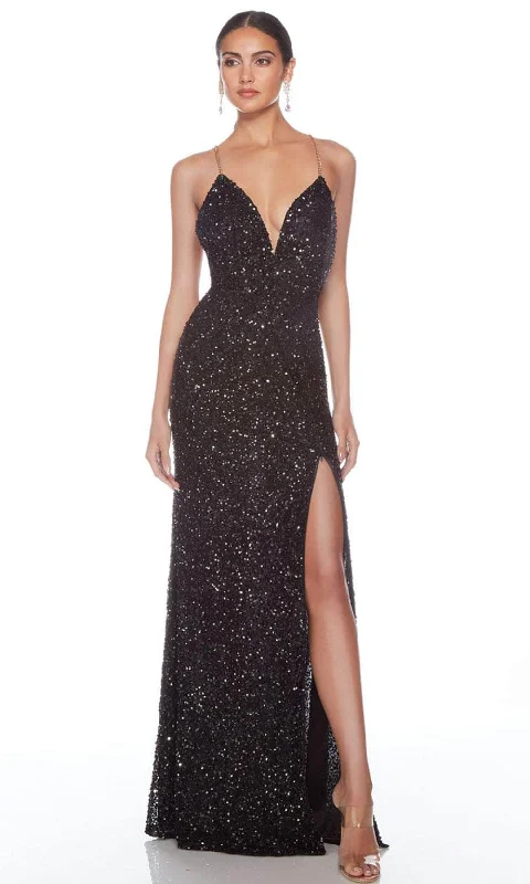 Closeout Alyce Paris 88010 - V-Neck Chain Strap Evening Gown