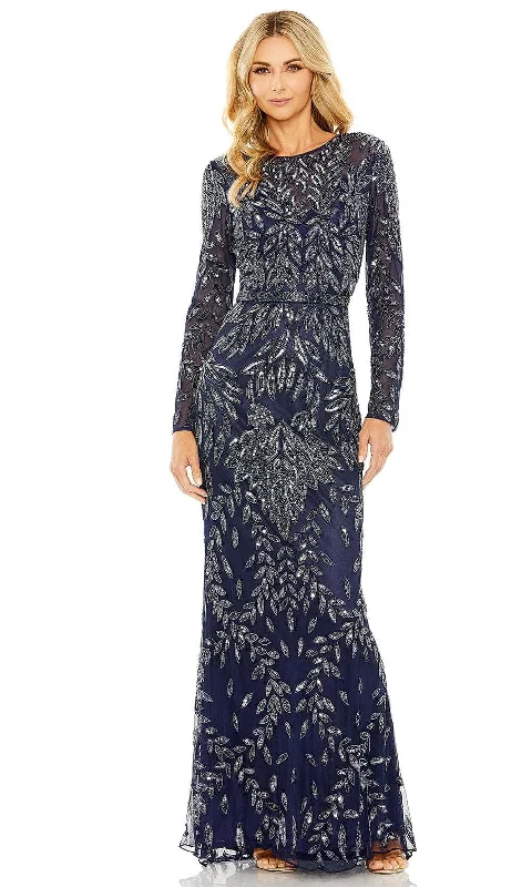Bargain Blast Mac Duggal 6023 - Foliage Beaded Sheath Evening Gown