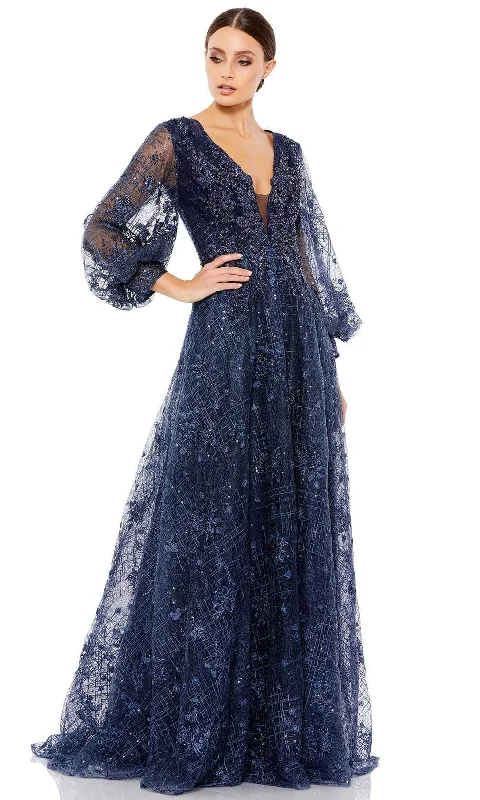 Clearance Items Mac Duggal 20283 - Long Sleeves Plunging V-neck Long Gown