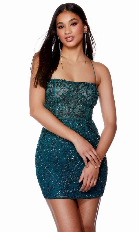 Daily Specials Alyce Paris 4659 - Beaded Strappy Back Cocktail Dress