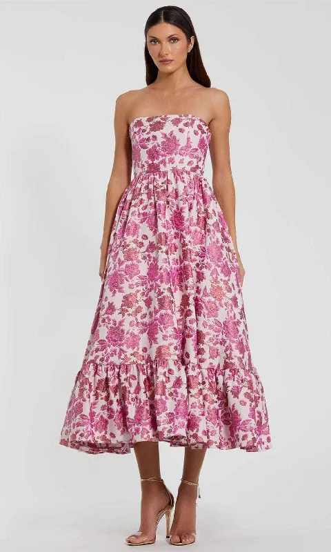 Don't Wait Mac Duggal 56092 - Floral Straight-Across Neck Cocktail Dress
