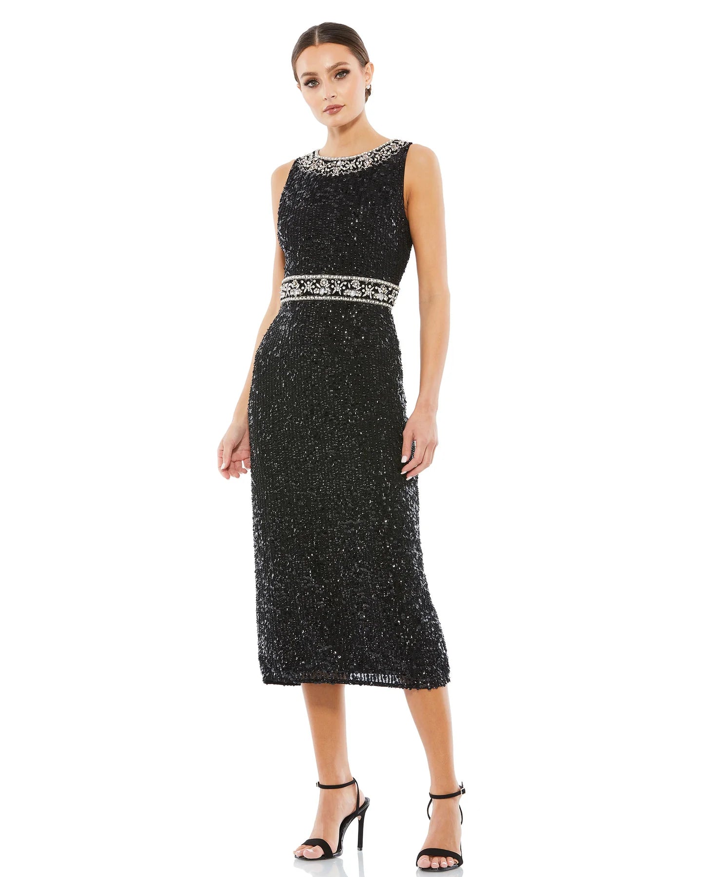 Deep Discounts Mac Duggal - 10739 Sequin Jewel Neck Sheath Dress