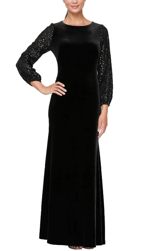 Savings Spectacular Alex Evenings 81919041 - Sequin Bishop Sleeve Evening Dress