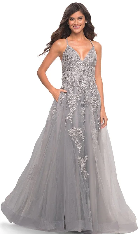 Customer Appreciation Sale La Femme 30810 - Lace Applique A-Line Gown