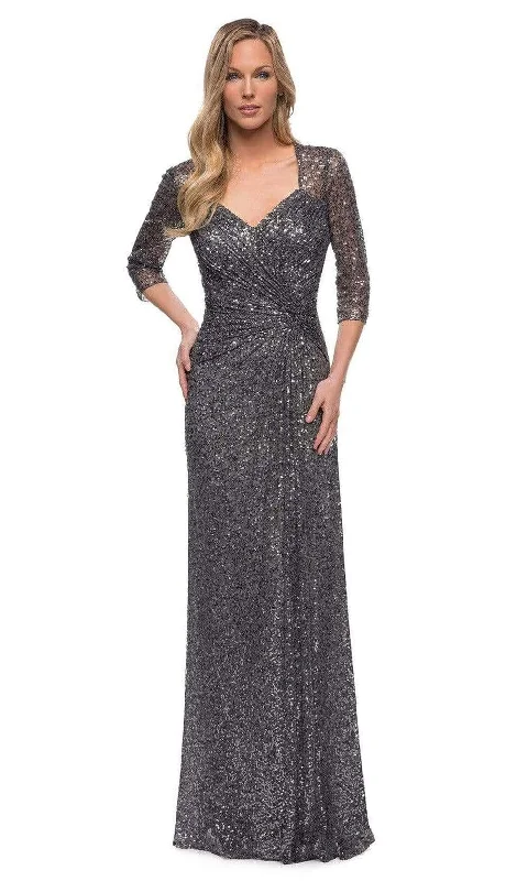 New Arrival La Femme - 27930 V-Neck Sequin Embellished Dress