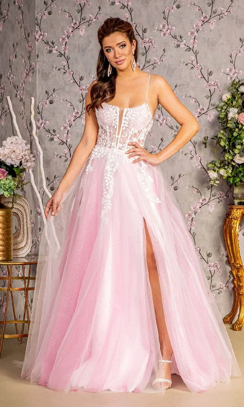 Value Deals GLS by Gloria GL3249 - Applique Embellished Lace-Up Prom Gown