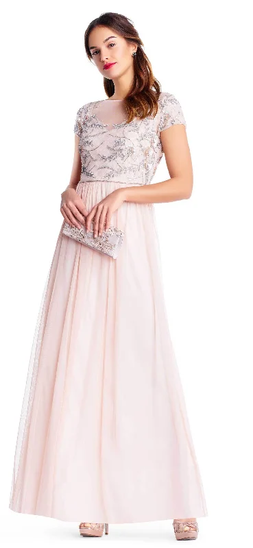 Markdown Madness Adrianna Papell - AP1E202874 Embellished Illusion Tulle A-line Dress