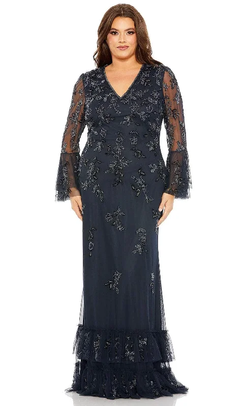 Super Bargain Mac Duggal 9239 - Flutter Long Sleeve Embellished Evening Dress