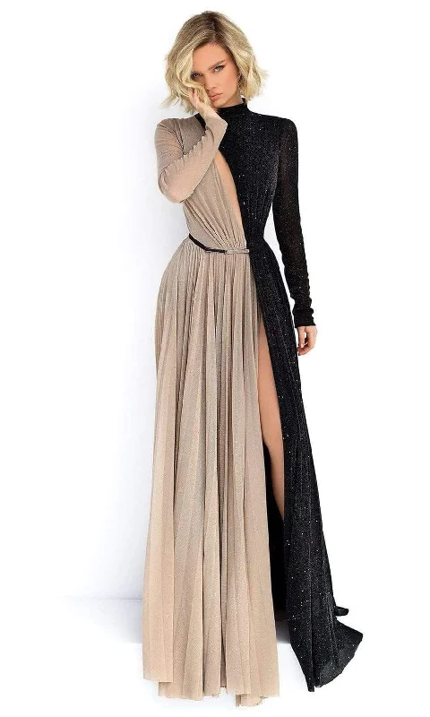 Savings Event Tarik Ediz - 50902 High Neck Long Sleeves Evening Dress