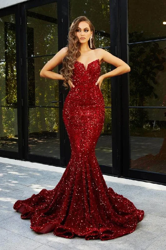 Super Sale Portia and Scarlett - PS21208 Strapless Velvet Sequin Gown